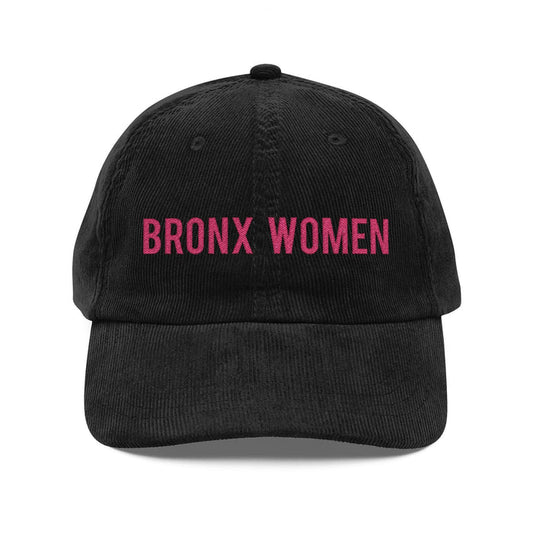 Bronx Women Embroidered Corduroy Cap — Vintage Black Baseball Hat by Bronx Native
