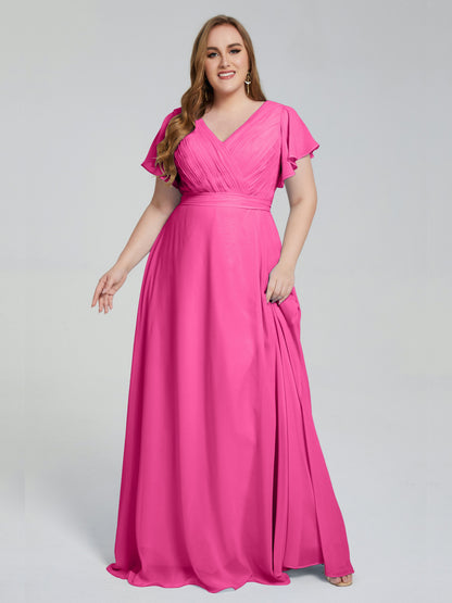 Plus Size Long Bridesmaid Dresses with Sleeves