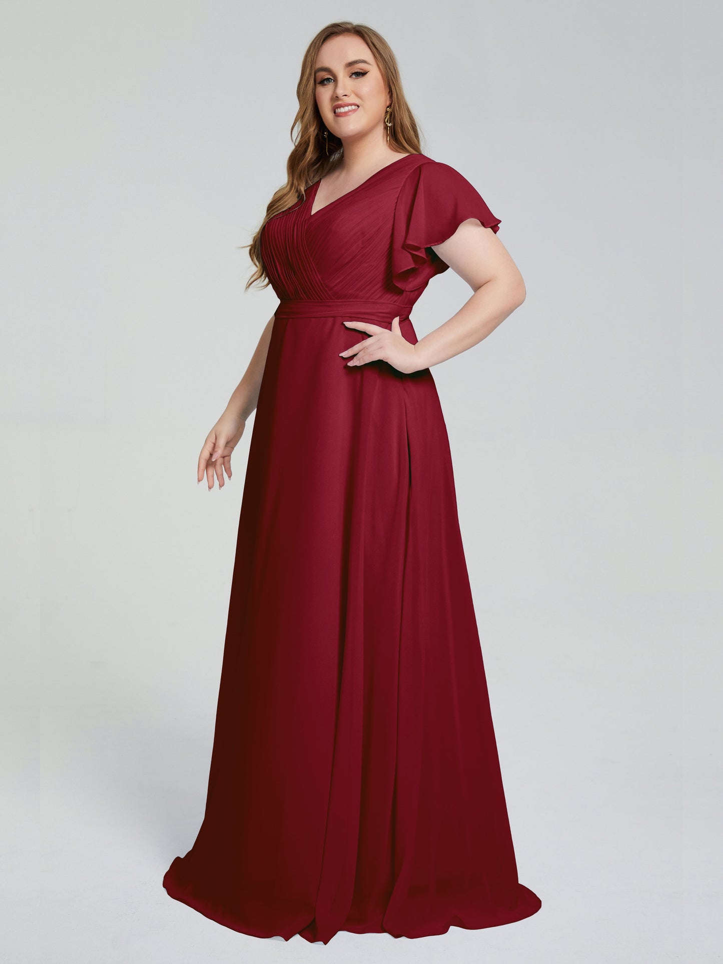 Plus Size Long Bridesmaid Dresses with Sleeves