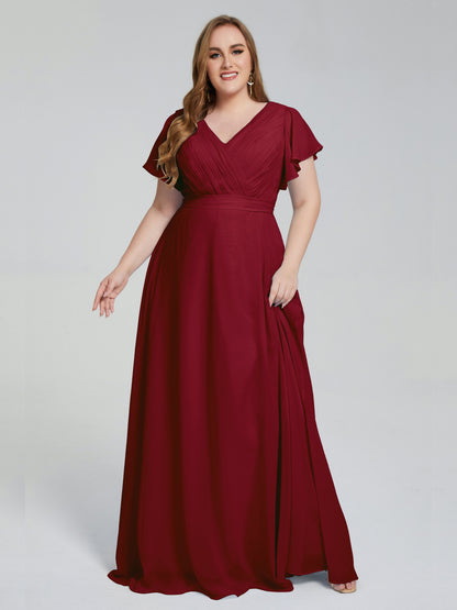 Plus Size Long Bridesmaid Dresses with Sleeves