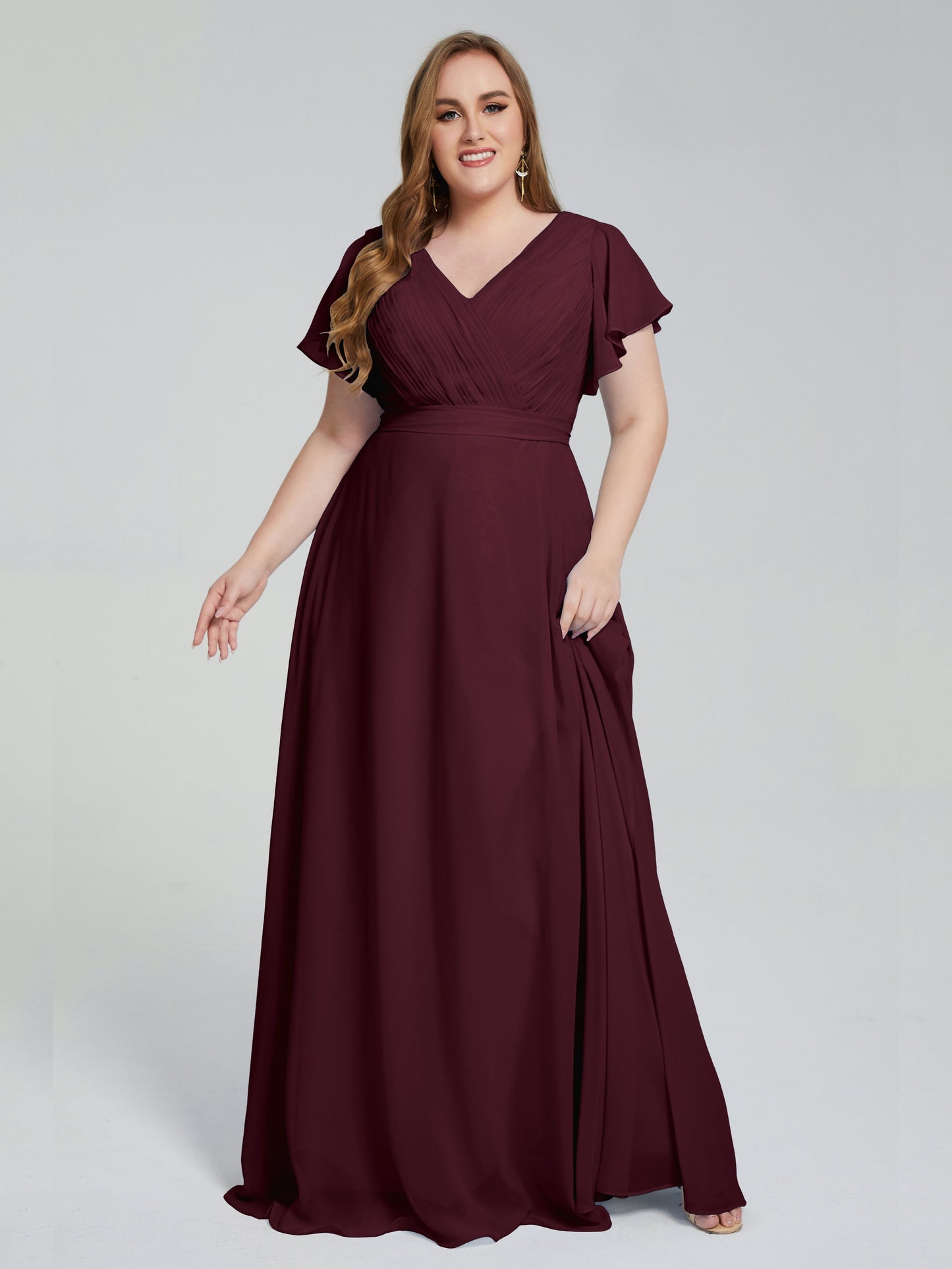 Plus Size Long Bridesmaid Dresses with Sleeves