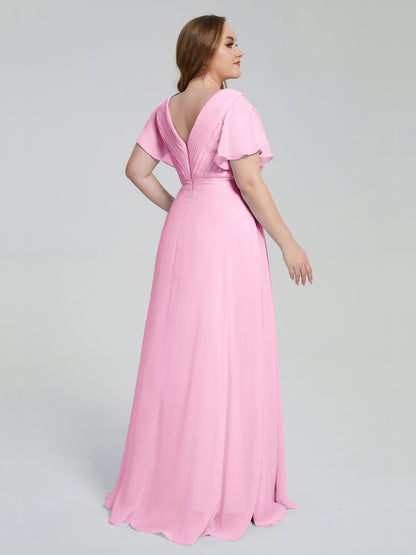 Plus Size Long Bridesmaid Dresses with Sleeves