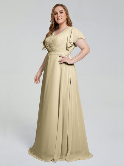 Plus Size Long Bridesmaid Dresses with Sleeves