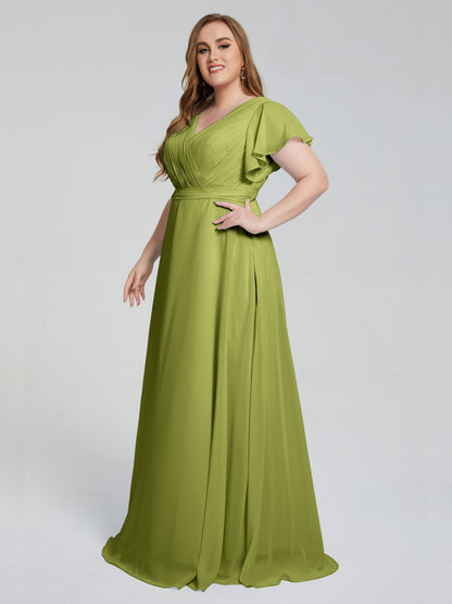 Plus Size Long Bridesmaid Dresses with Sleeves