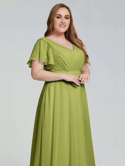 Plus Size Long Bridesmaid Dresses with Sleeves