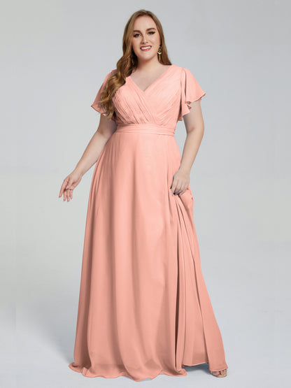 Plus Size Long Bridesmaid Dresses with Sleeves