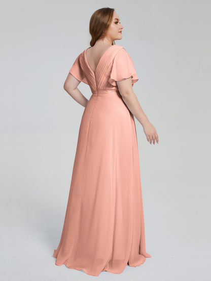Plus Size Long Bridesmaid Dresses with Sleeves