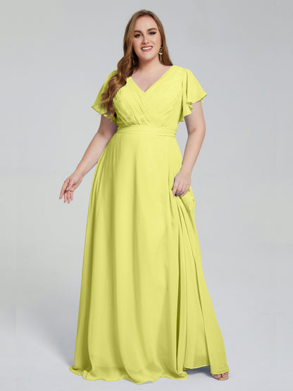 Plus Size Long Bridesmaid Dresses with Sleeves