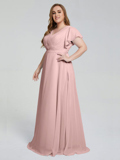 Plus Size Long Bridesmaid Dresses with Sleeves