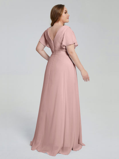 Plus Size Long Bridesmaid Dresses with Sleeves