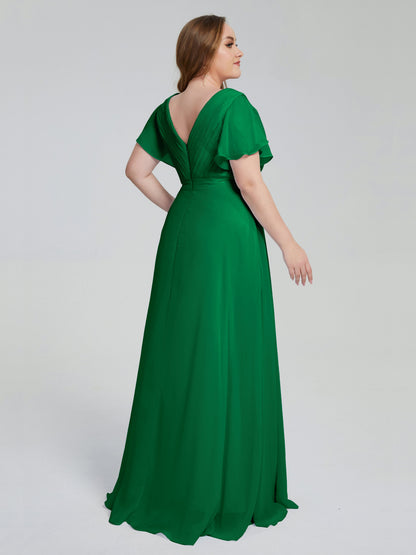 Plus Size Long Bridesmaid Dresses with Sleeves