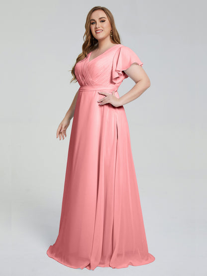 Plus Size Long Bridesmaid Dresses with Sleeves