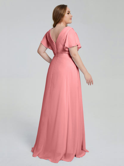 Plus Size Long Bridesmaid Dresses with Sleeves
