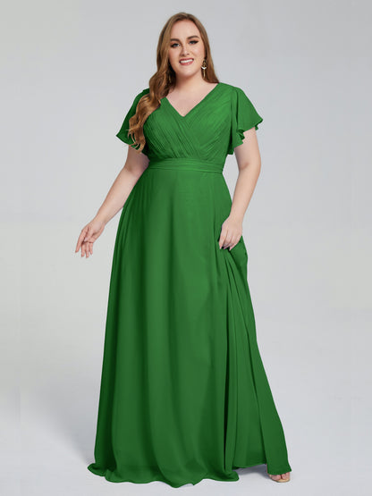 Plus Size Long Bridesmaid Dresses with Sleeves