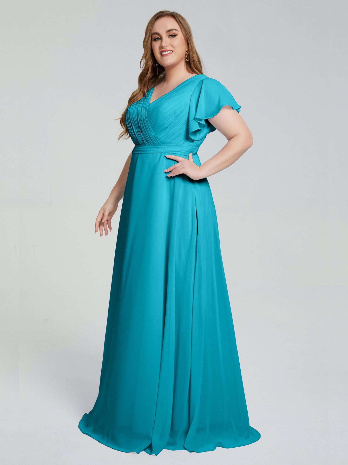 Plus Size Long Bridesmaid Dresses with Sleeves
