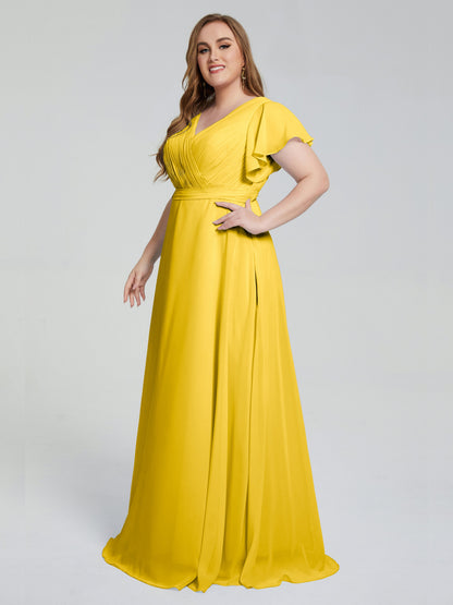 Plus Size Long Bridesmaid Dresses with Sleeves