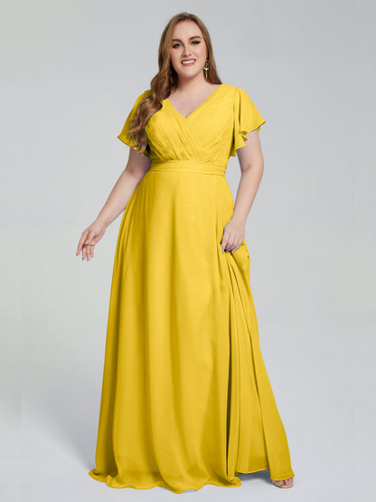 Plus Size Long Bridesmaid Dresses with Sleeves