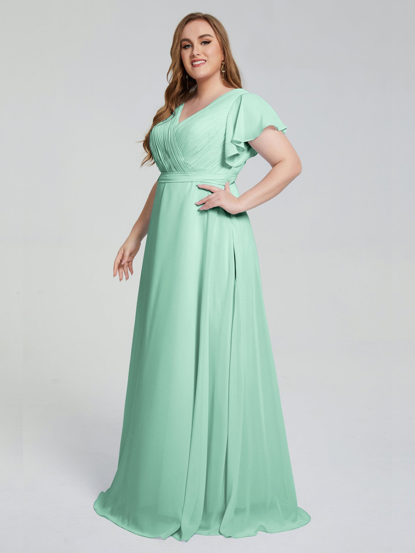 Plus Size Long Bridesmaid Dresses with Sleeves