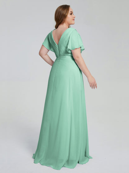 Plus Size Long Bridesmaid Dresses with Sleeves