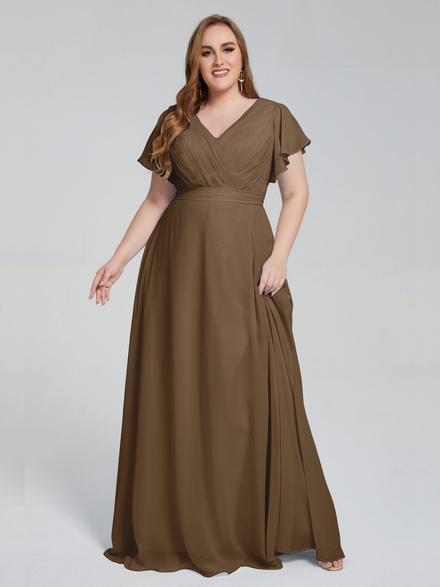 Plus Size Long Bridesmaid Dresses with Sleeves