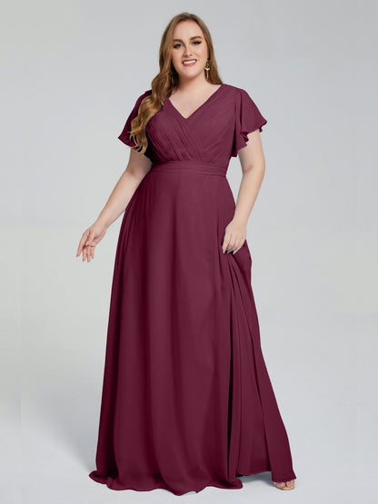 Plus Size Long Bridesmaid Dresses with Sleeves