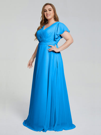 Plus Size Long Bridesmaid Dresses with Sleeves