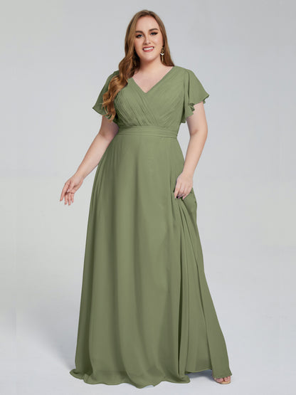 Plus Size Long Bridesmaid Dresses with Sleeves