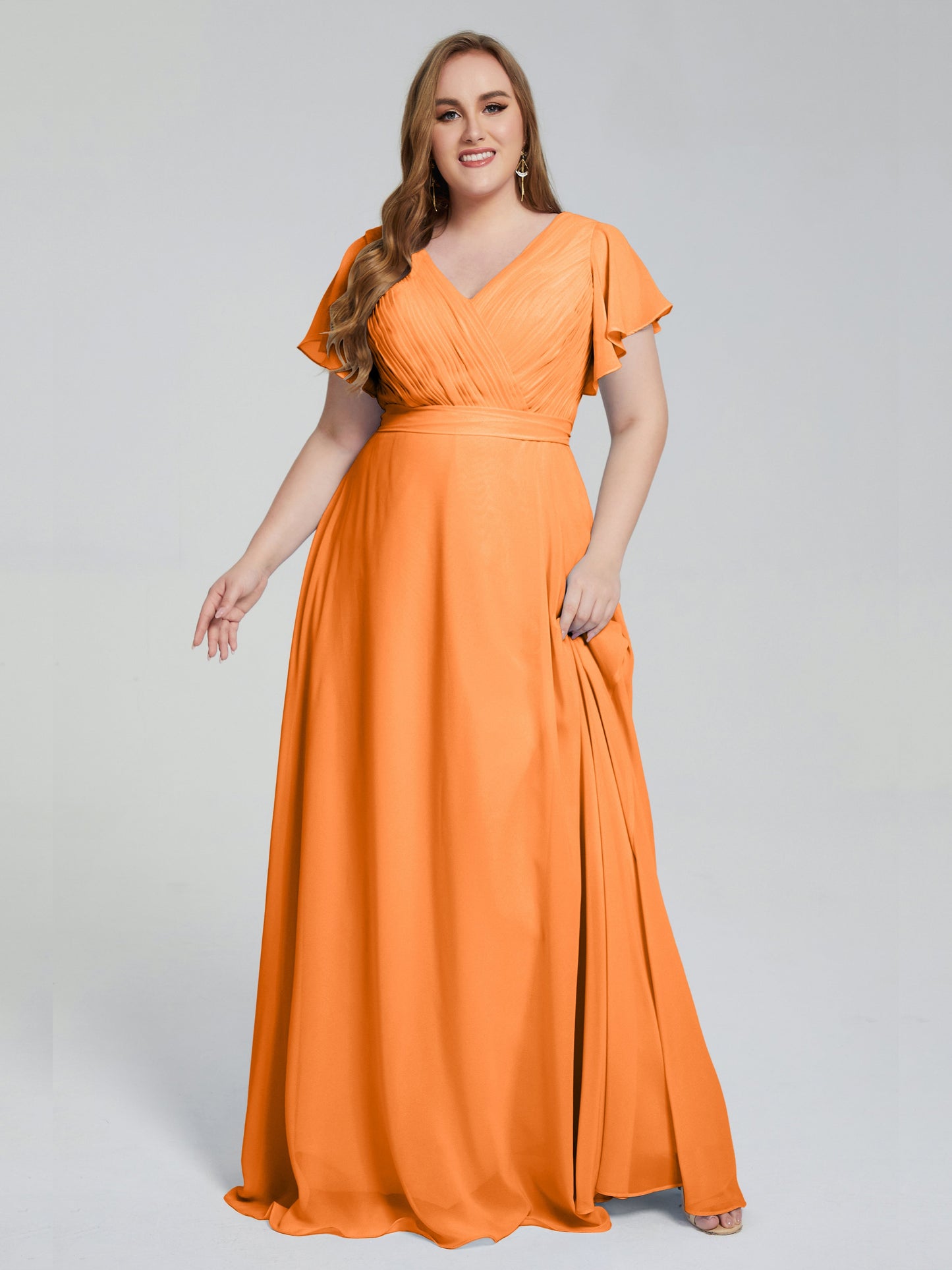 Plus Size Long Bridesmaid Dresses with Sleeves