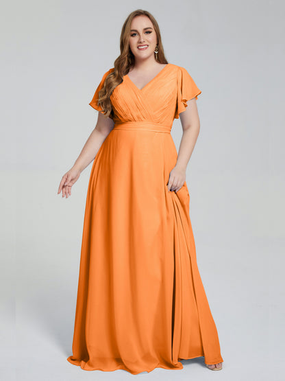 Plus Size Long Bridesmaid Dresses with Sleeves