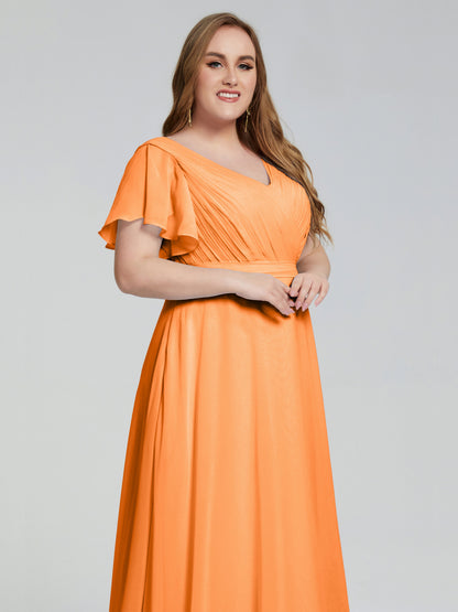Plus Size Long Bridesmaid Dresses with Sleeves
