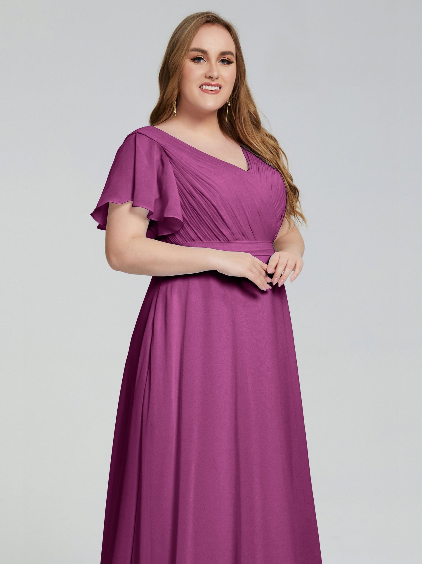 Plus Size Long Bridesmaid Dresses with Sleeves
