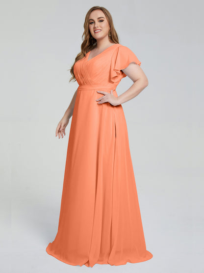 Plus Size Long Bridesmaid Dresses with Sleeves