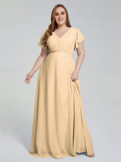 Plus Size Long Bridesmaid Dresses with Sleeves