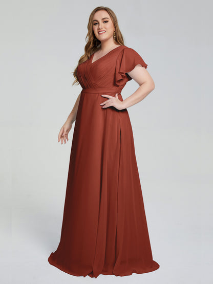 Plus Size Long Bridesmaid Dresses with Sleeves