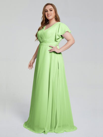 Plus Size Long Bridesmaid Dresses with Sleeves