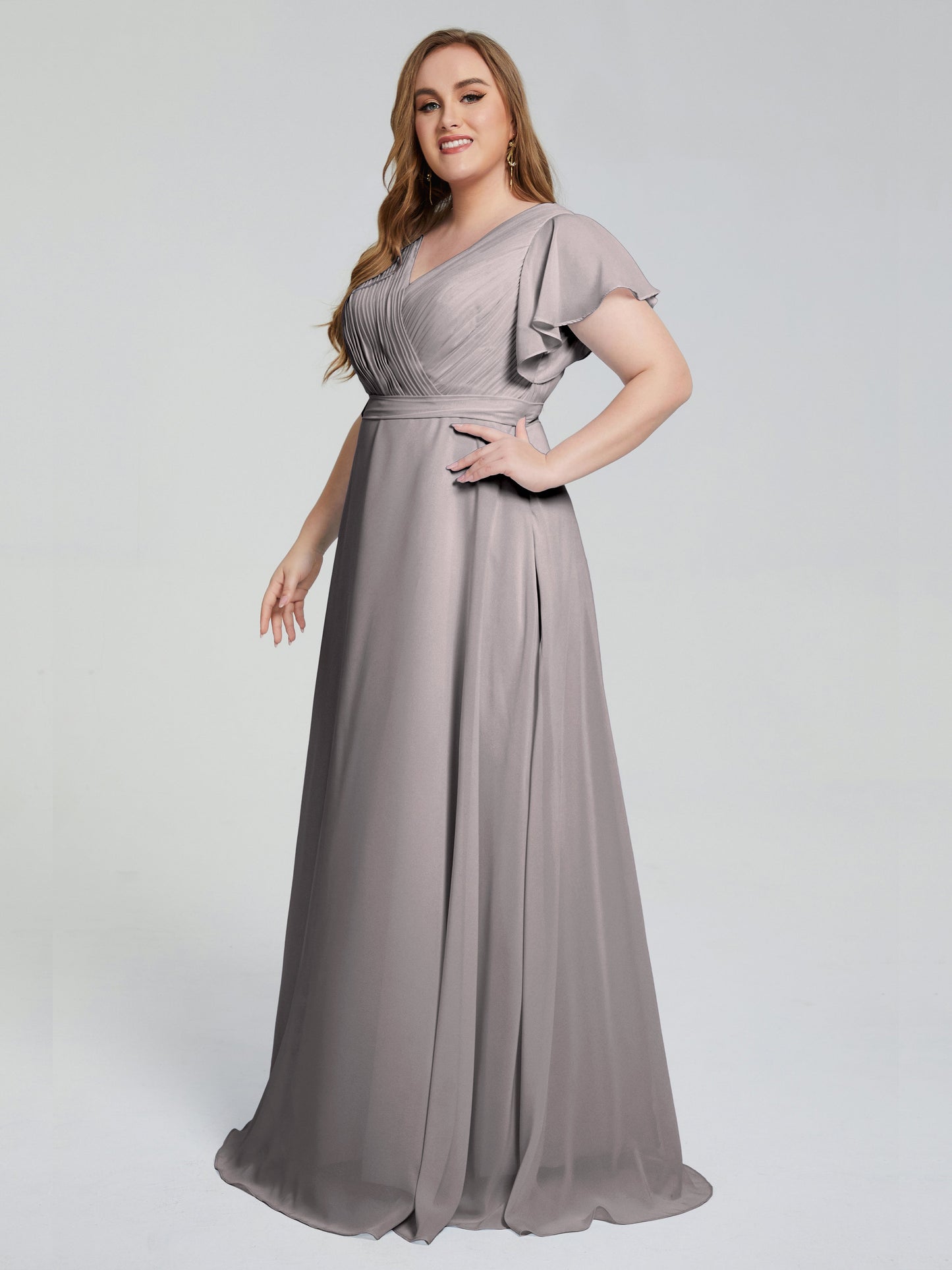 Plus Size Long Bridesmaid Dresses with Sleeves