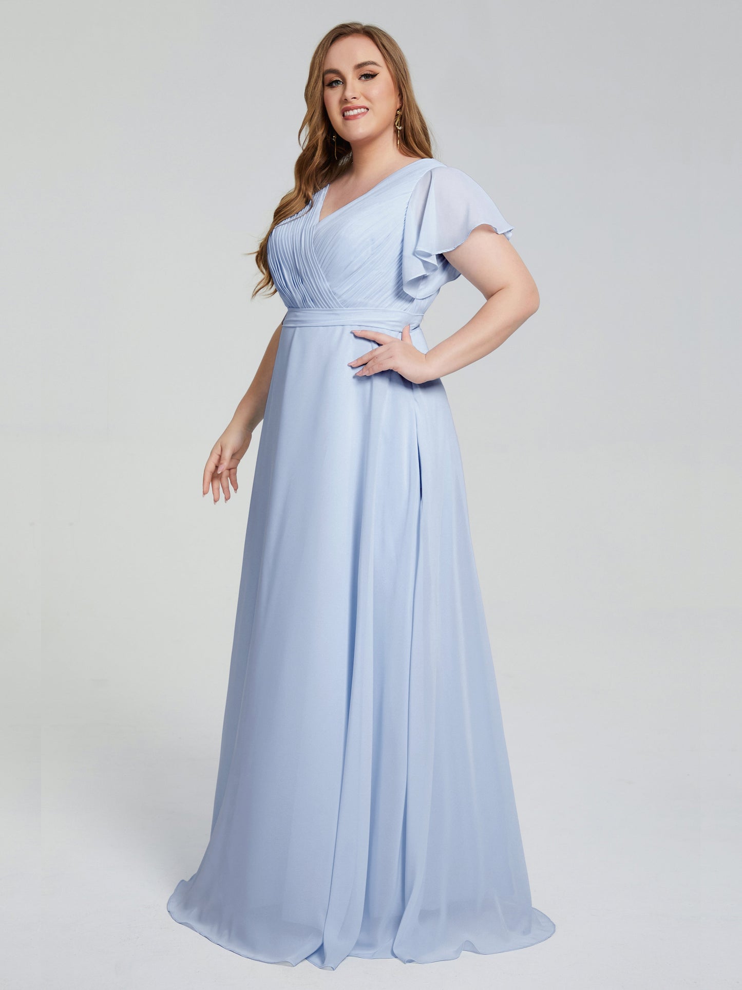 Plus Size Long Bridesmaid Dresses with Sleeves