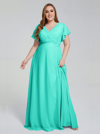 Plus Size Long Bridesmaid Dresses with Sleeves