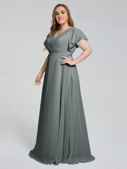 Plus Size Long Bridesmaid Dresses with Sleeves