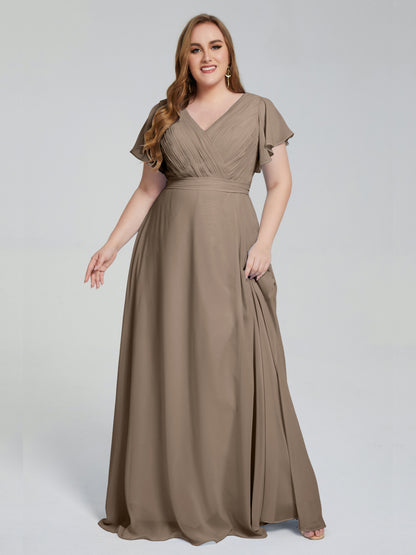 Plus Size Long Bridesmaid Dresses with Sleeves