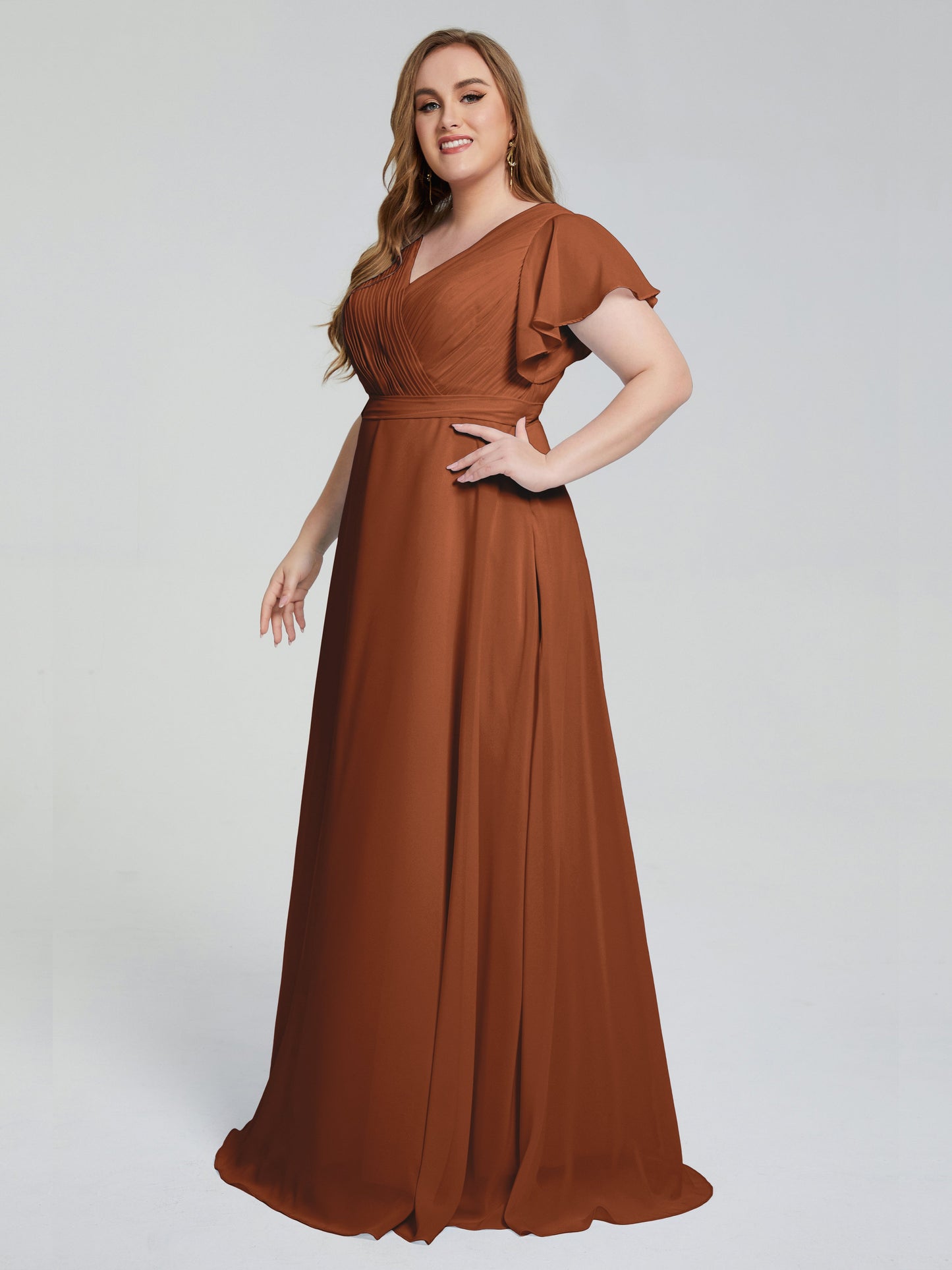 Plus Size Long Bridesmaid Dresses with Sleeves