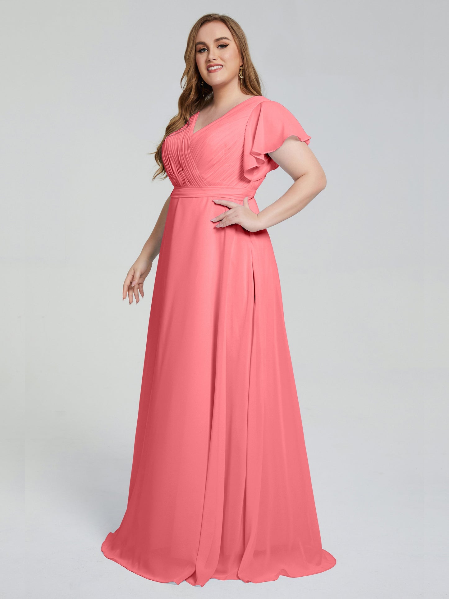Plus Size Long Bridesmaid Dresses with Sleeves