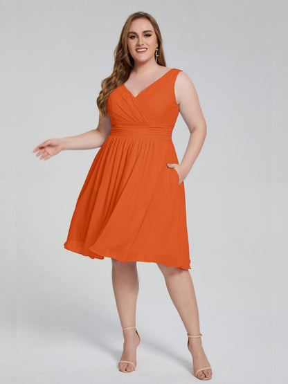 Callie V Neck Midi Mother Of The Bride Dresses With Pockets