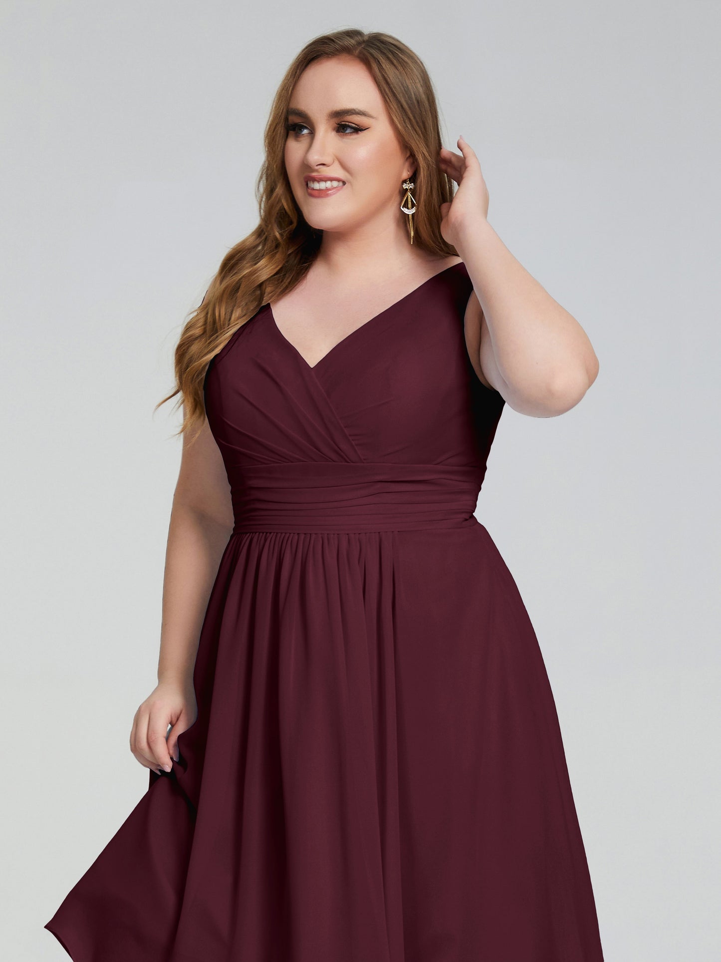 Callie V Neck Midi Mother Of The Bride Dresses With Pockets