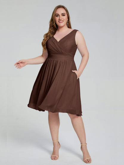 Callie V Neck Midi Mother Of The Bride Dresses With Pockets