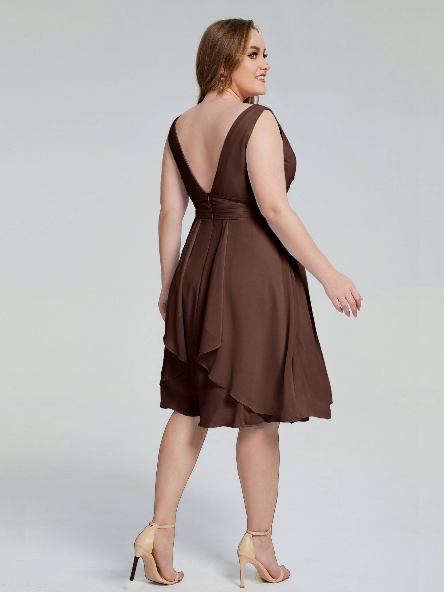 Callie V Neck Midi Mother Of The Bride Dresses With Pockets