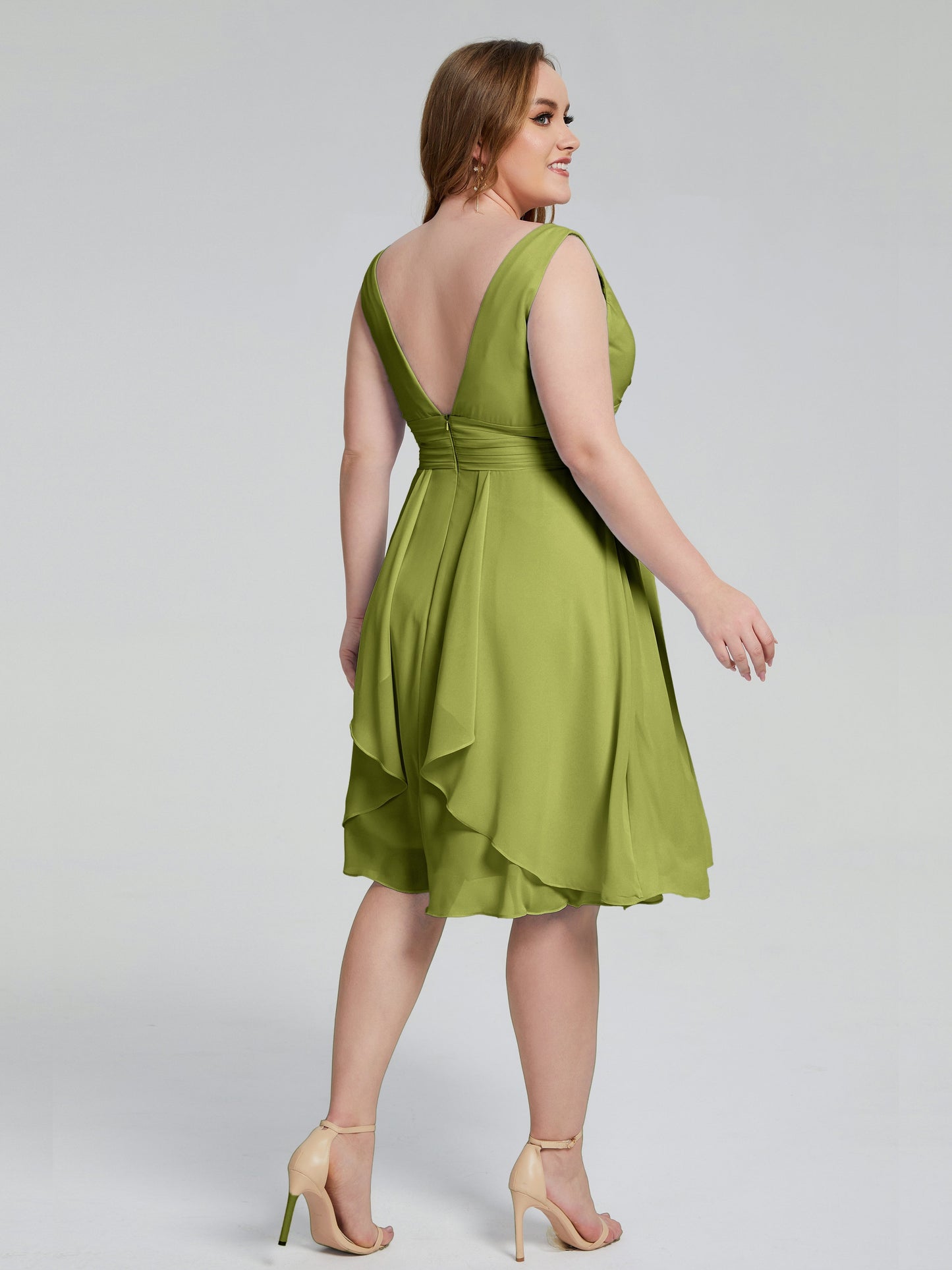 Callie V Neck Midi Mother Of The Bride Dresses With Pockets