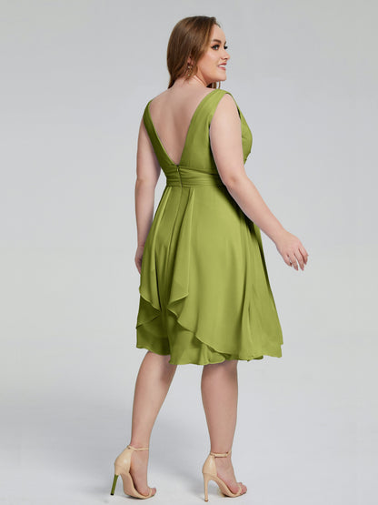 Callie V Neck Midi Mother Of The Bride Dresses With Pockets