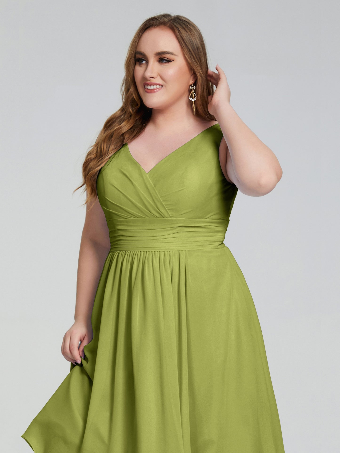 Callie V Neck Midi Mother Of The Bride Dresses With Pockets