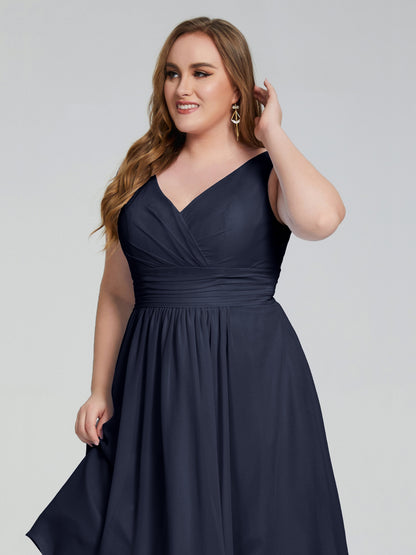 Callie V Neck Midi Mother Of The Bride Dresses With Pockets
